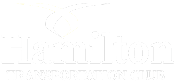 Logo for Hamilton Transport Club with white stylised design above the words "Hamilton Transport Club" on a light background.